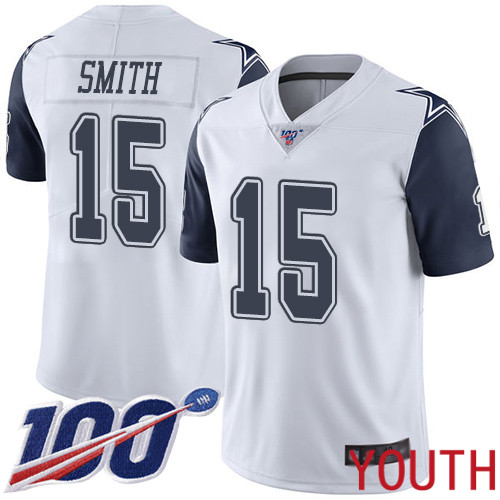 Youth Dallas Cowboys Limited White Devin Smith #15 100th Season Rush Vapor Untouchable NFL Jersey